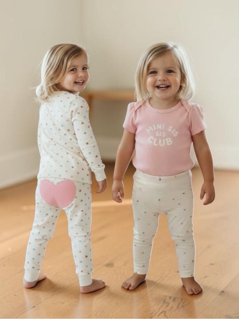 Carter's Pink 'Mini Sis Club' Bodysuit With Top & Cream Heart-Print Pants